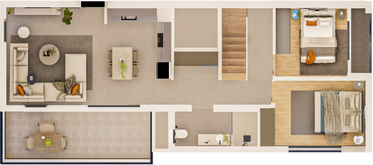 Second Floor - Loft 3+1 Front Plan Ground